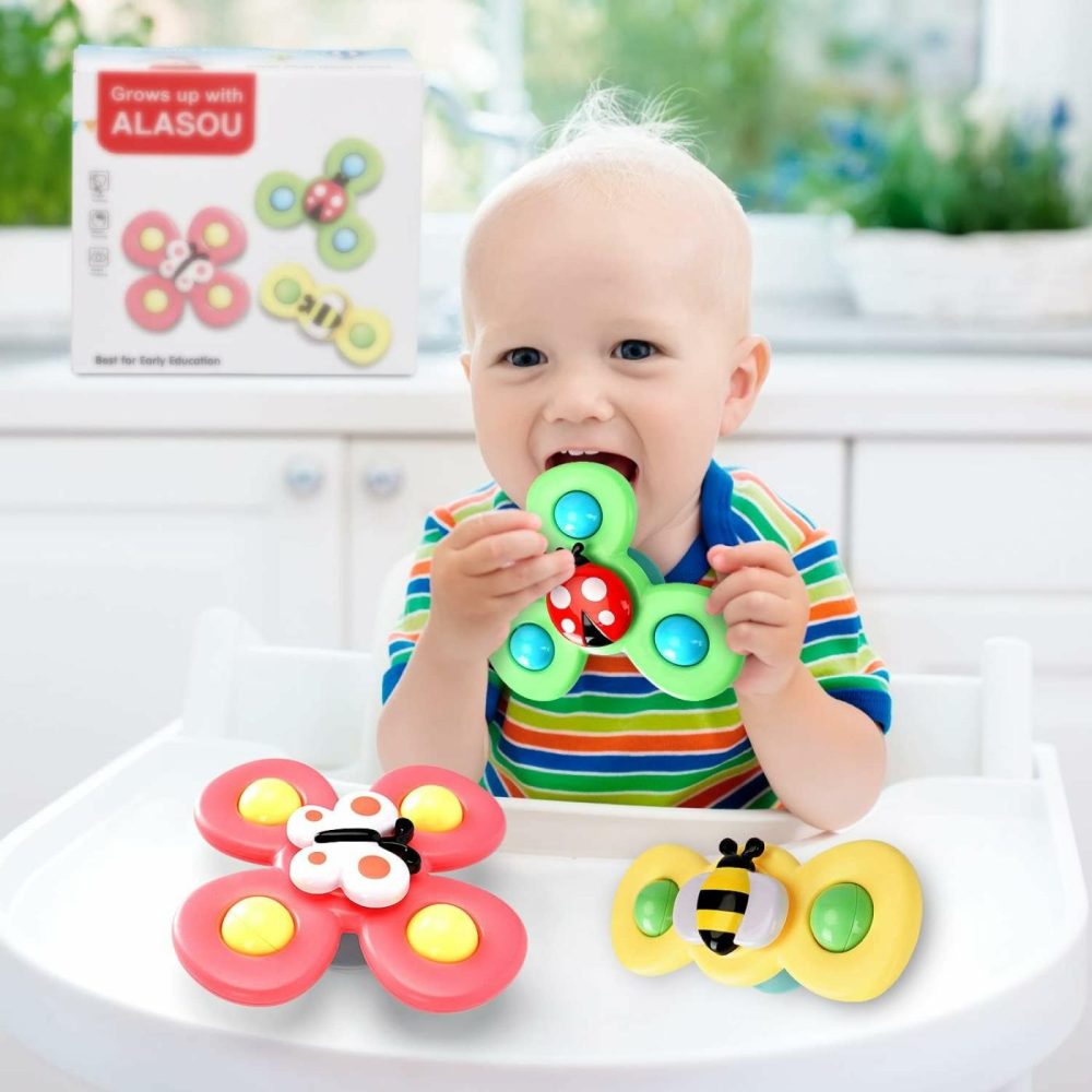 3Pcs Suction Cup Spinner Toys For 1 Year Old Boy Girl|Spinning Top Baby Toys 6 12 18 Months|1 2 Year Old Boy Birthday Gift|Baby Bath Toys For Kids Ages 1-3|Sensory Toys For Toddlers 1-3  |  Spinning Tops All Toys Spinning Tops