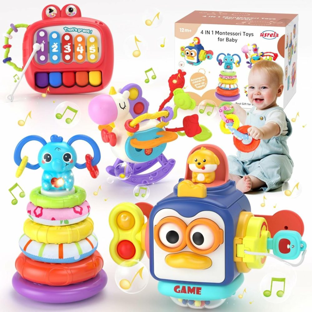 4 In 1 Baby Toy For 6 12 18 Month  Montessori Toys For Babies 6-12 Months  Baby Busy Cube Toys  Stacking Toys  Unicorn Pull String Travel Toy  Piano Xylophone Toy  Birthday Gift For 5 6 9 Month Baby  |  Sorting & Stacking Toys All Toys Sorting & Stacking Toys