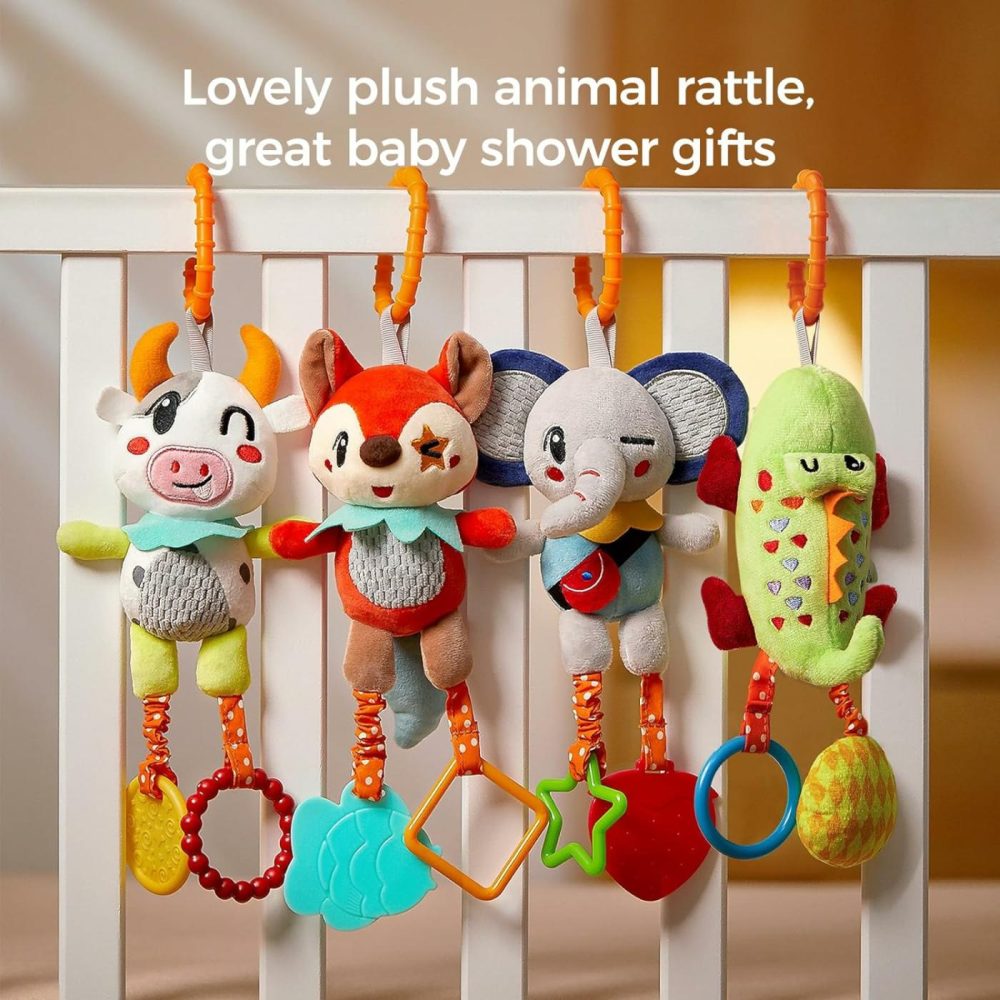 4 Pack Baby Toys For 0 3 6 9 12 Months  Hanging Crib Toys For Newborn Infant Development  Car Seat Stroller Soft Plush Rattles Toy For Babies  |  Car Seat & Stroller Toys All Toys Car Seat & Stroller Toys