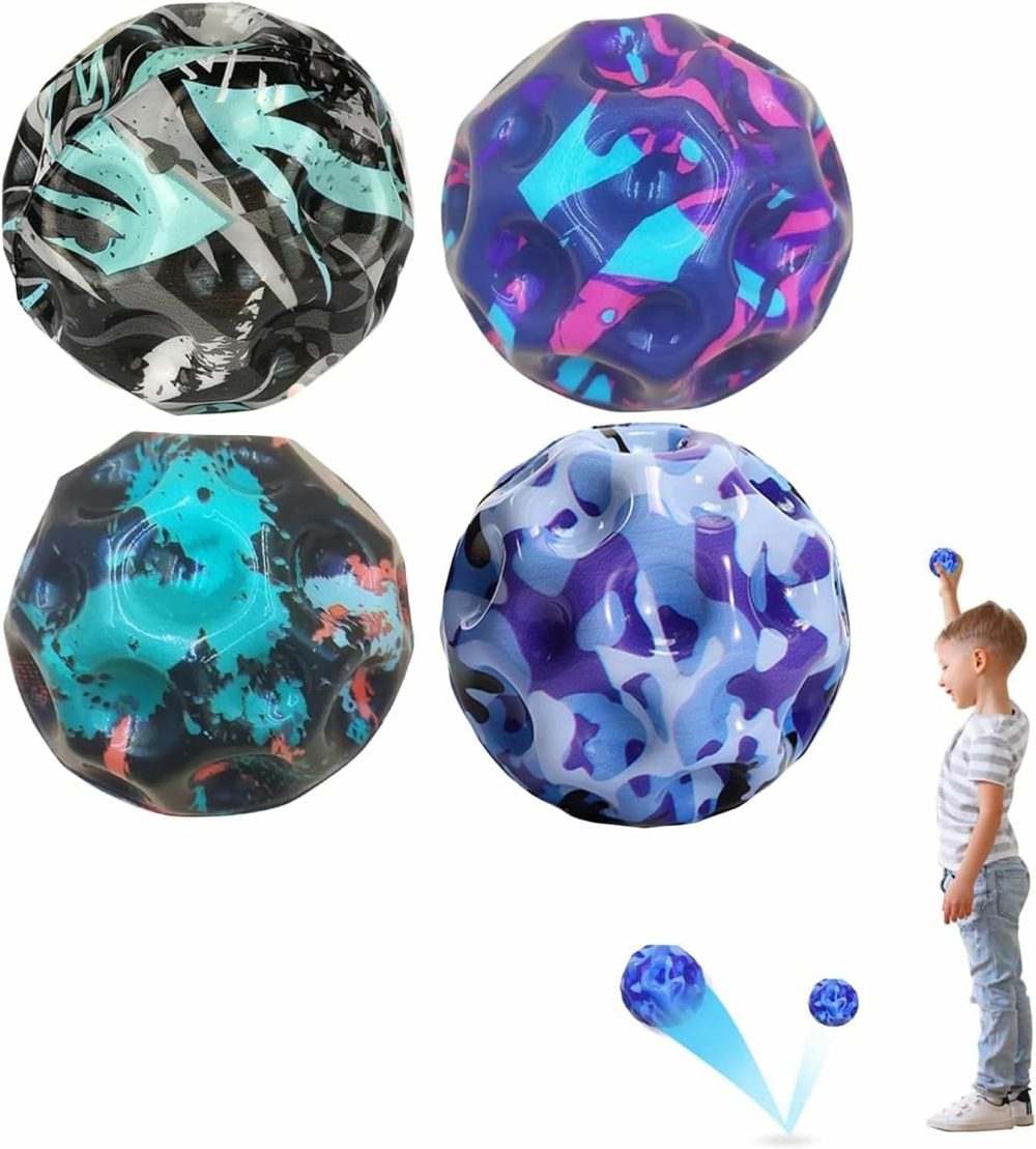 4 Pack Moon Space Ball  Jump Galaxy Ball  Super High Jumping Bouncy Ball For Kids  Improve Hand-Eye Coordination Bouncing Ball  |  Balls All Toys Balls