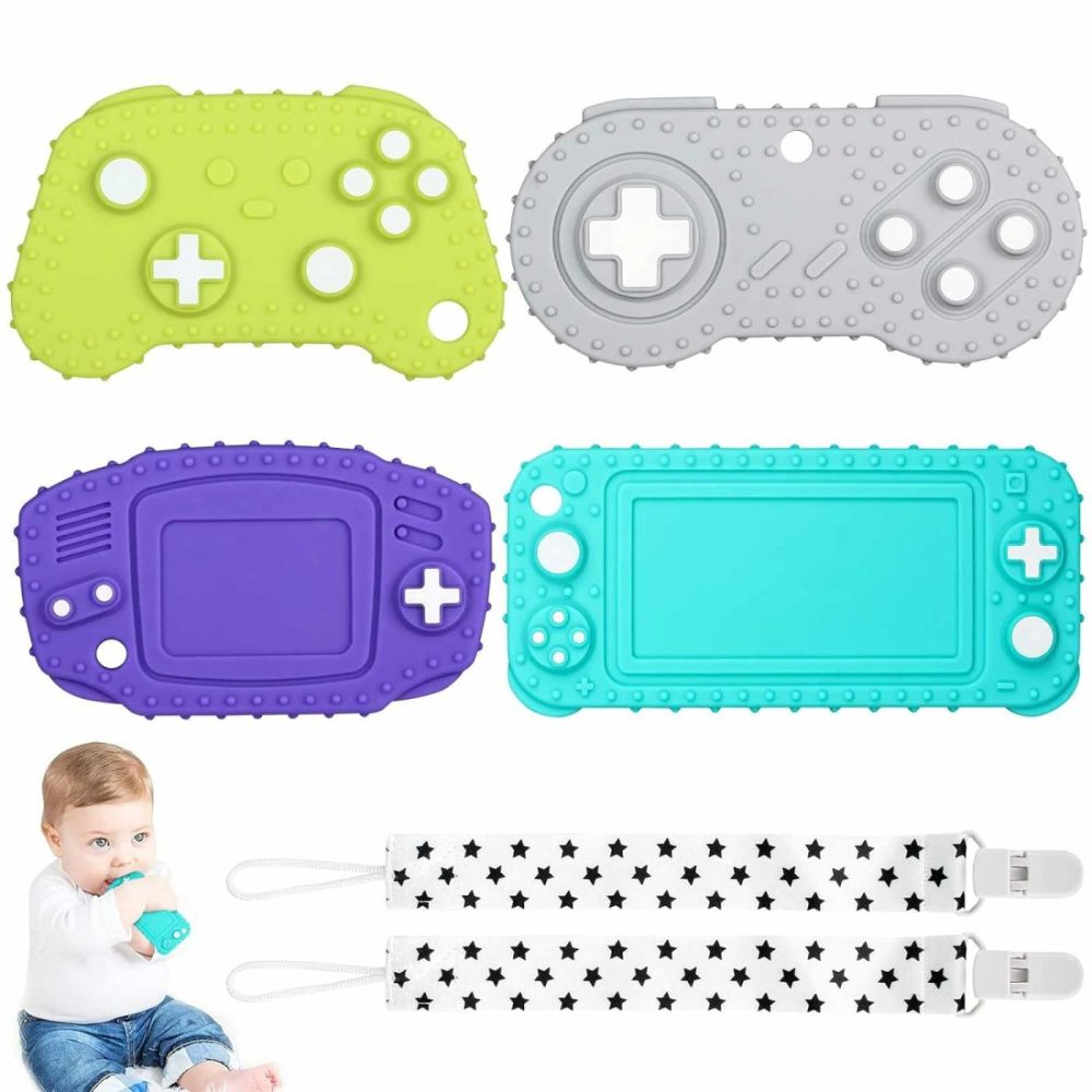 4-Pack Silicone Teething Toys For Infant Toddlers  Remote Control Game Controller Shape Teethers For Babies Chew Toys Relief Soothe Babies Gums Set  Bpa Free/Dishwasher And Refrigerator Safe  |  Teethers All Toys Teethers