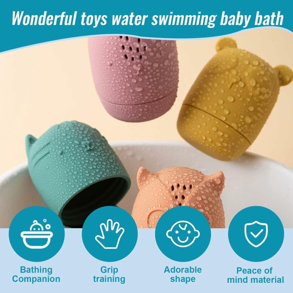 4 Pcs Baby Bath Toys 100% Food Grade Silicone Bath Toy For Baby Pool Toys（4Pcs）  |  Bath Toys All Toys Bath Toys