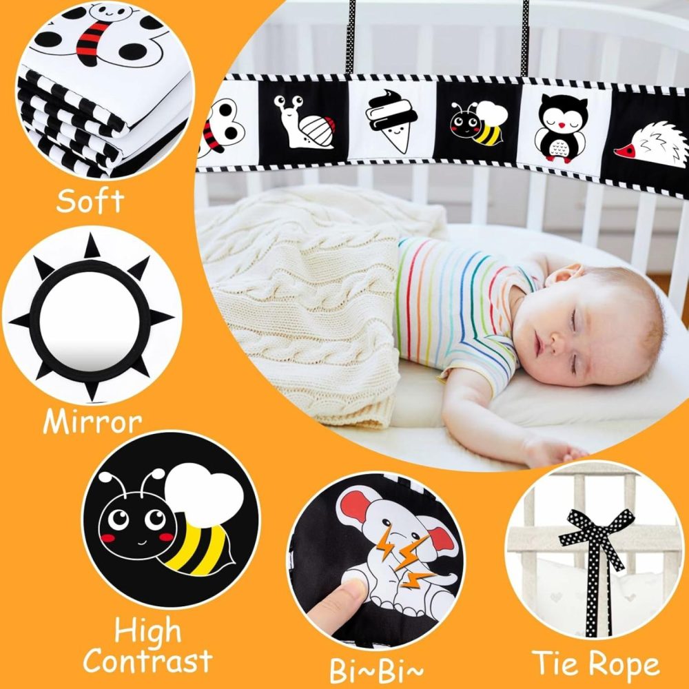 4 Pcs Baby Toys 0-3 Months Black And White High Contrast Newborn Toys – Tummy Time Toys Montessori Toys For Babies 0 3 6 9 Months – Infant Sensory Soft Book Toys For Babies Girls Boys Baby Gifts  |  Car Seat & Stroller Toys All Toys Car Seat & Stroller Toys