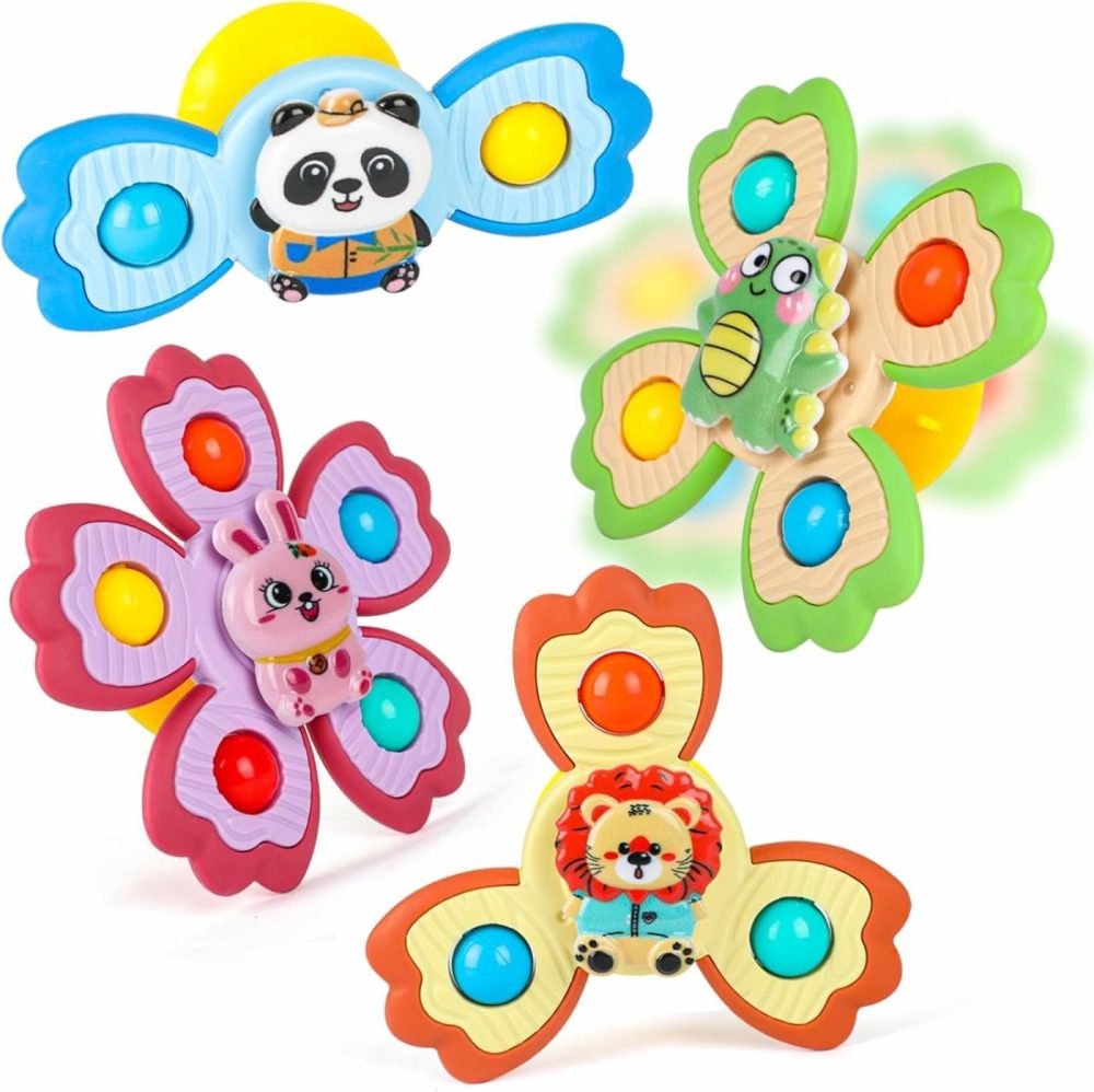 4 Pcs Suction Cup Spinners Toys For Baby,Spinning Toy For Baby 3-18 Months Toddlers Sensory Activity Fidget Bath Toy Educational Learning Gifts For Toddlers 1-3 Year Old Boys Girls  |  Bath Toys All Toys Bath Toys