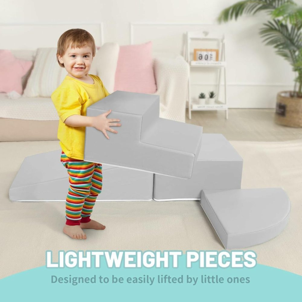 4-Piece Set Gray Baby Foam Climbing Blocks For Toddlers – Baby Climbing Toys For Toddlers Indoor – Kids Soft Play Climbing For Toddlers – Velvet Foam Play Gym Playtime Corner Climber  |  Indoor Climbers & Play Structures All Toys Indoor Climbers & Play Structures