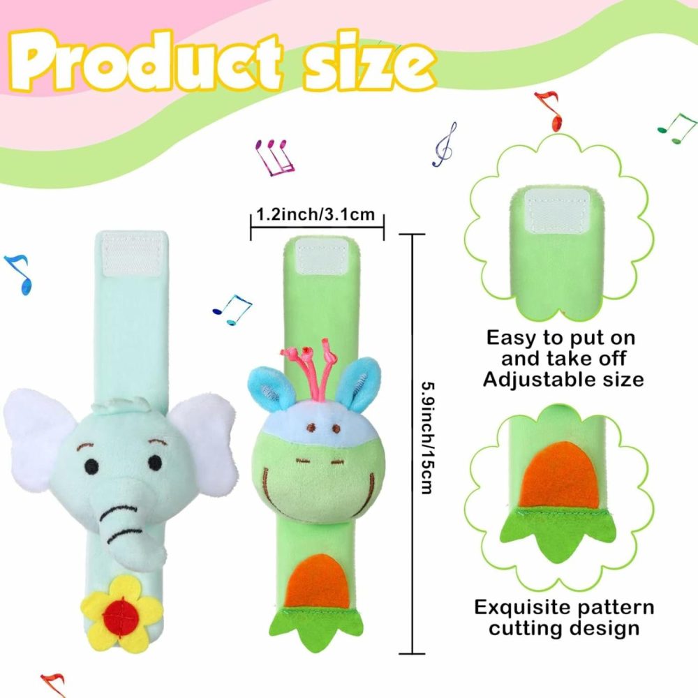 4 Pieces Baby Wrist Rattles Animal Pattern Newborn Rattle Foot Rattles Toy For Babies Boy Girl Infant Birthday Gifts Educational Toys  4 Designs (Elephant  Donkey  Butterfly  Honeybee)  |  Rattles & Plush Rings All Toys Elephant, Donkey, Butterfly, Honeybee