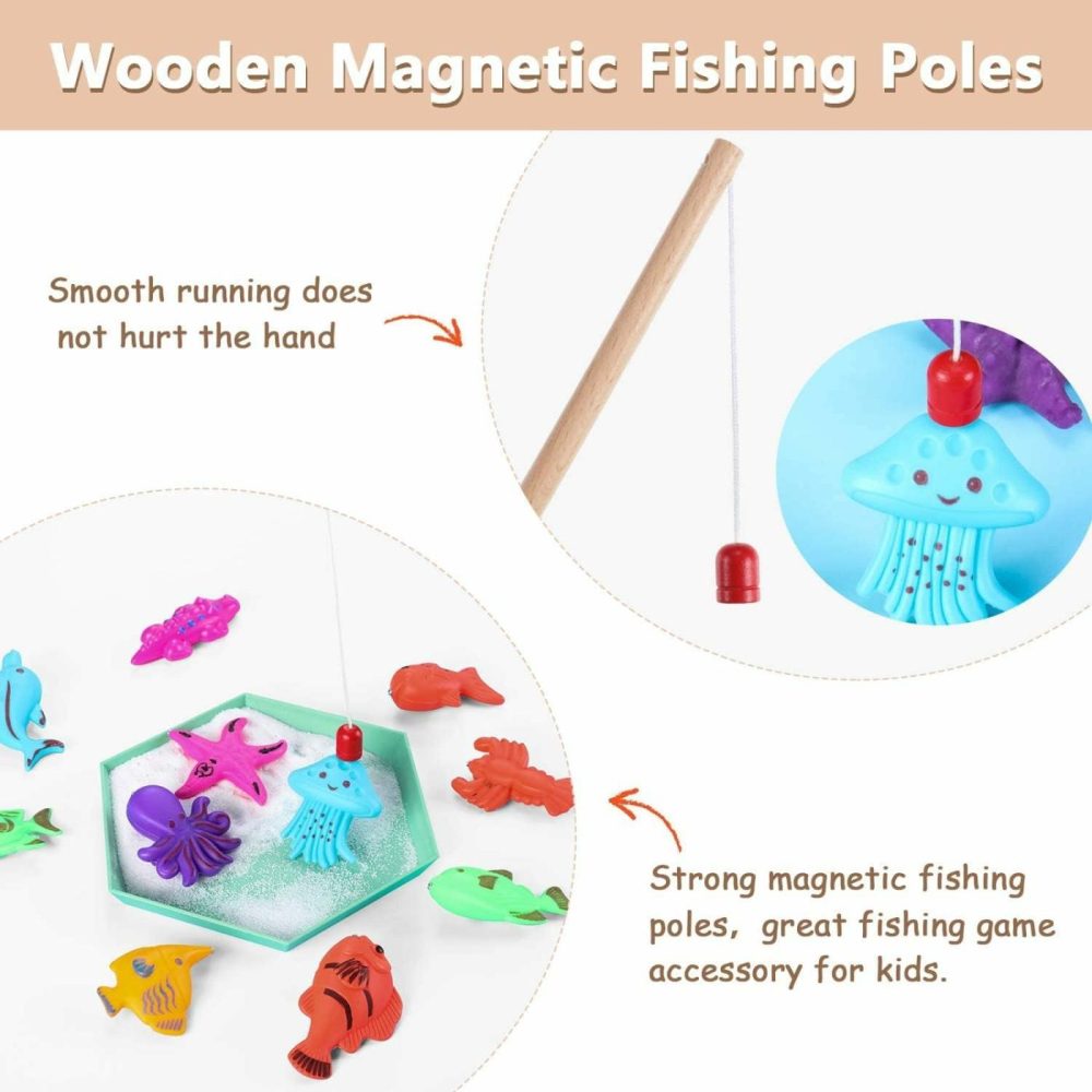 4 Pieces Wooden Magnetic Fishing Poles Magnet Poles Fishing Rod For Wooden Magnetic Fishing Game For Kindergarten Preschool Girl Boy  |  Baby & Toddler Toys All Toys Baby & Toddler Toys