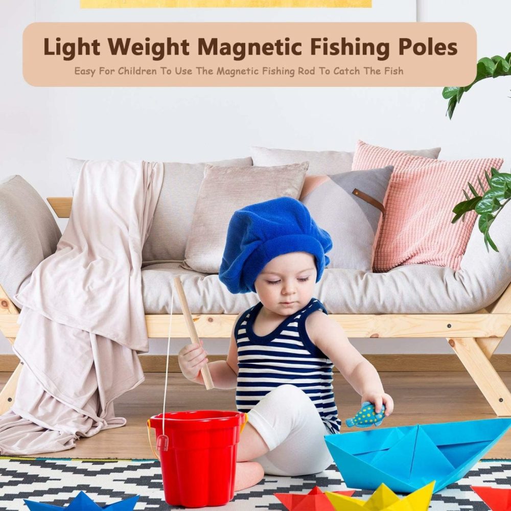 4 Pieces Wooden Magnetic Fishing Poles Magnet Poles Fishing Rod For Wooden Magnetic Fishing Game For Kindergarten Preschool Girl Boy  |  Baby & Toddler Toys All Toys Baby & Toddler Toys