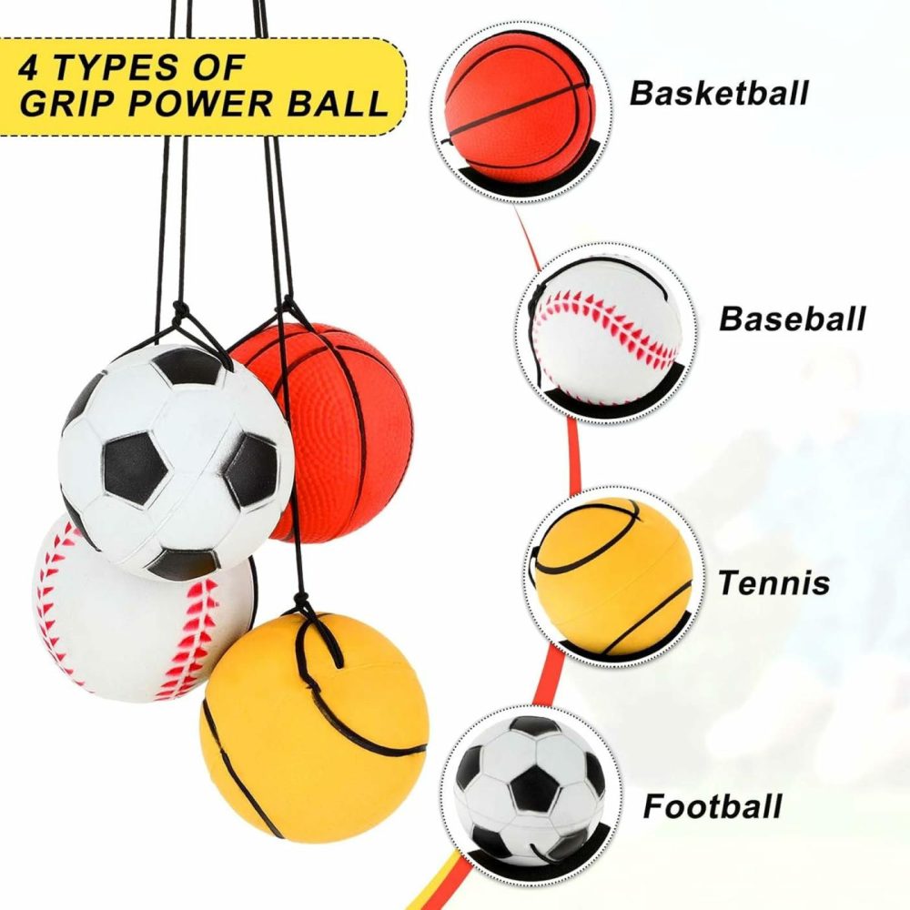 4 Pieces Wrist Return Ball  2 Inch Rubber Rebound Ball Wristband On A String Sports Wrist Ball Includes Basketball  Baseball And Football For Teens Adults Wrist Exercise Or Play  |  Balls All Toys Balls