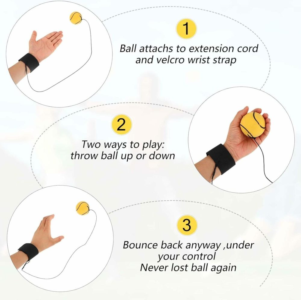 4 Pieces Wrist Return Ball  2 Inch Rubber Rebound Ball Wristband On A String Sports Wrist Ball Includes Basketball  Baseball And Football For Teens Adults Wrist Exercise Or Play  |  Balls All Toys Balls