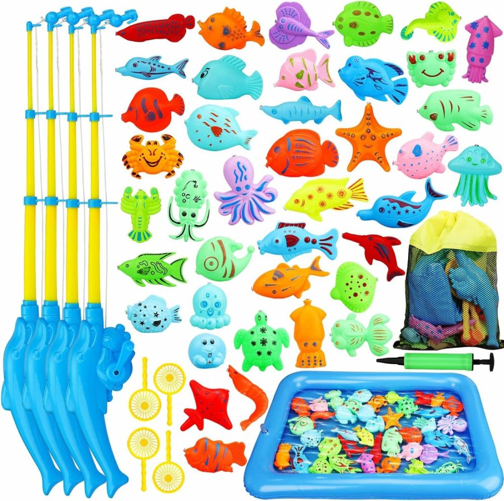 4-Player Magnetic Fishing Game For Kids 3-5  Kids Fishing Pole  Toddler Fishing Pole  Magnetic Fishing Toy  Toddler Bath Toys For Kids  Kids Fishing Rod  Summer Pool Water Fish Toys For Kids  |  Bath Toys All Toys Bath Toys