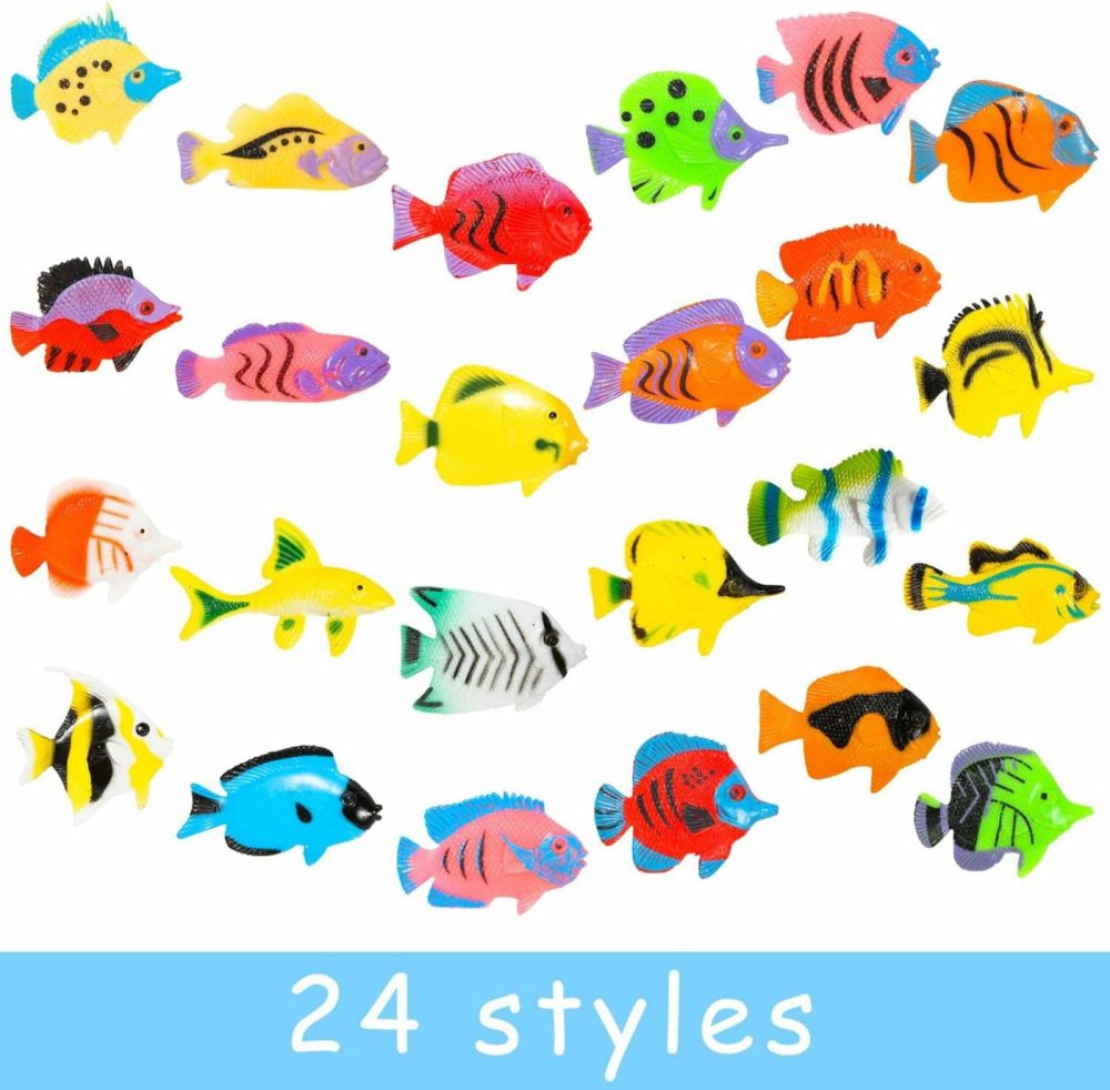 48 Pcs Toy Fish Tropical Fish Figure Play Set Plastic Sea Animals Themed Party Favors For Kids Toddlers Bath Toys (Style 2)  |  Bath Toys All Toys Bath Toys