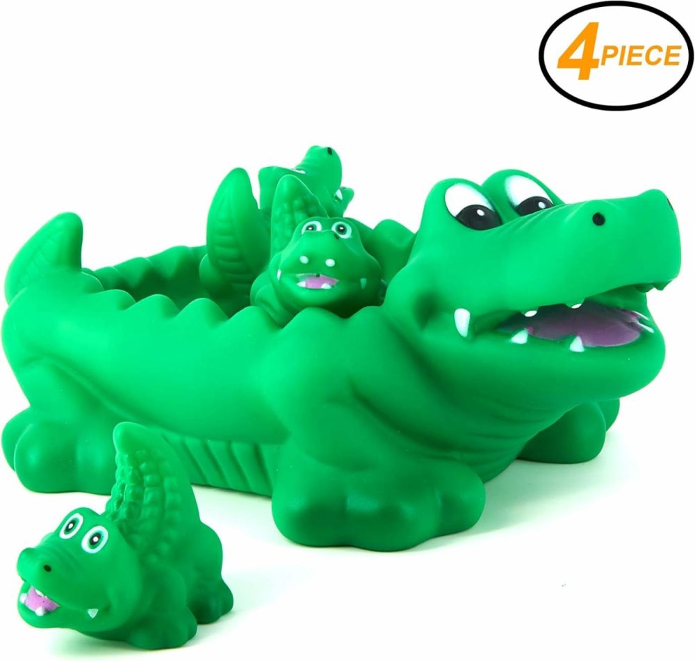 4Pc Alligator Bath Play Set  One Large With 3 Baby Alligators Bathtime Toys  |  Bath Toys All Toys Bath Toys