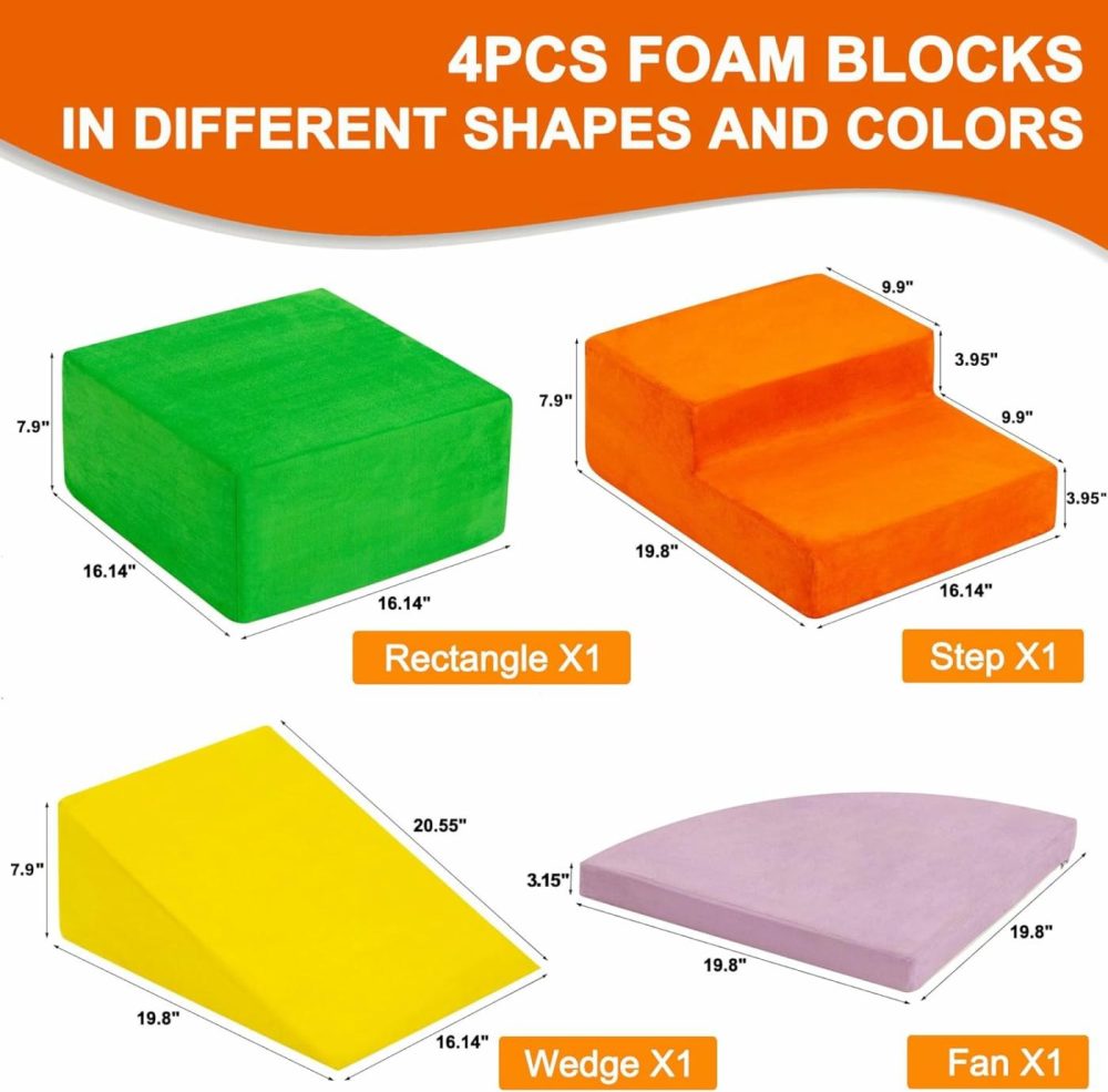 4Pcs Climb & Crawl Foam Block Play Set,Toddler Modular Foam Climbing Blocks,Interactive Kids Soft Building Blocks Toy Set,Indoor Climb And Slide Game Set,Educational Children Climbing Toys  |  Indoor Climbers & Play Structures All Toys Indoor Climbers & Play Structures