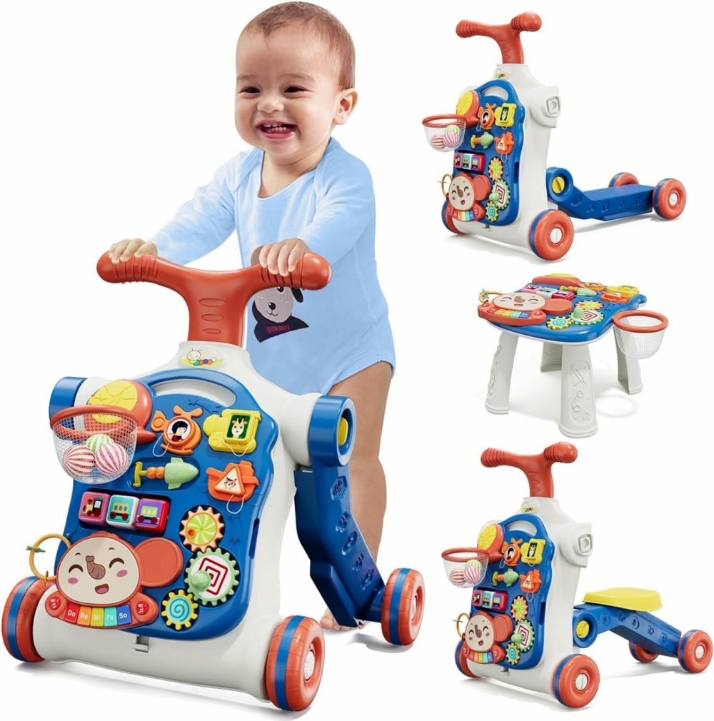 5 In 1 Baby Push Walker For Baby Boy  Activity Center Learning To Walk  Sit To Stand  Early Learning Push Toys For Infant 12 Months  Walking Toys Gift For Toddler Boys  Blue  |  Push & Pull Toys All Toys Push & Pull Toys