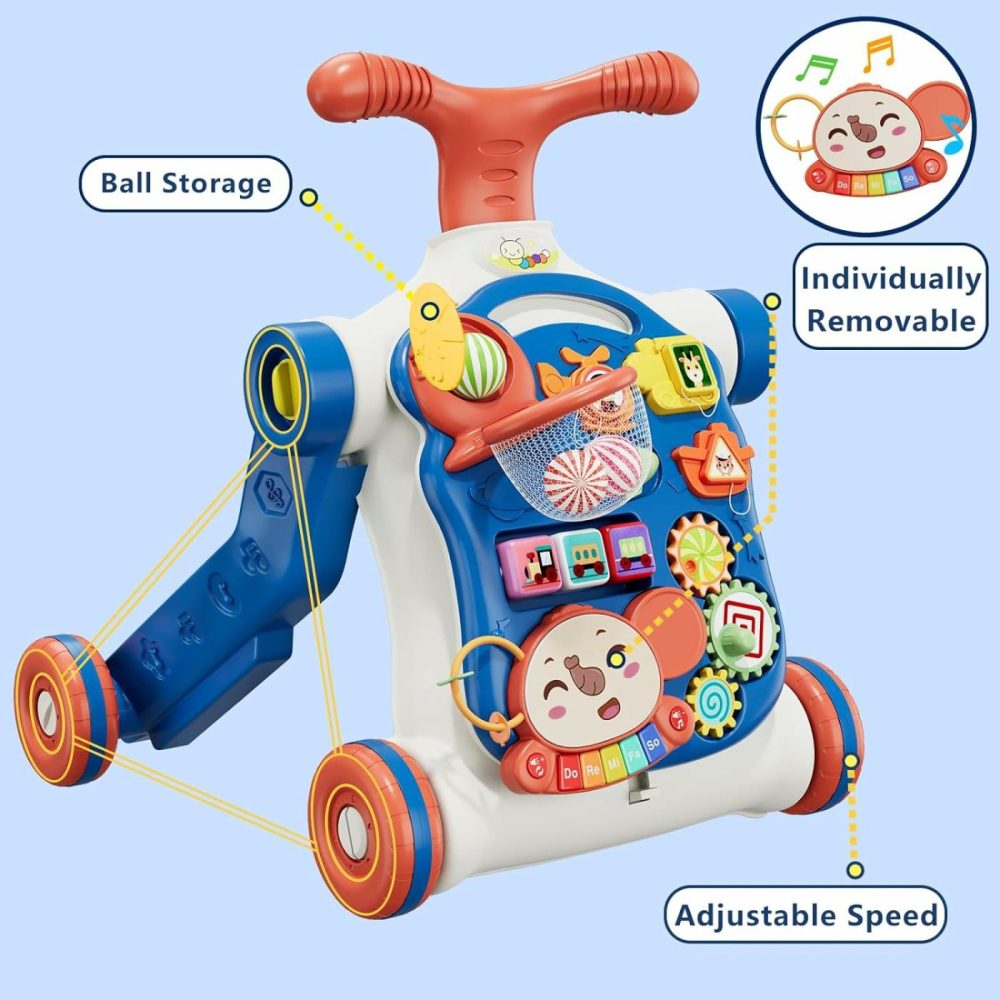 5 In 1 Baby Push Walker For Baby Boy  Activity Center Learning To Walk  Sit To Stand  Early Learning Push Toys For Infant 12 Months  Walking Toys Gift For Toddler Boys  Blue  |  Push & Pull Toys All Toys Push & Pull Toys