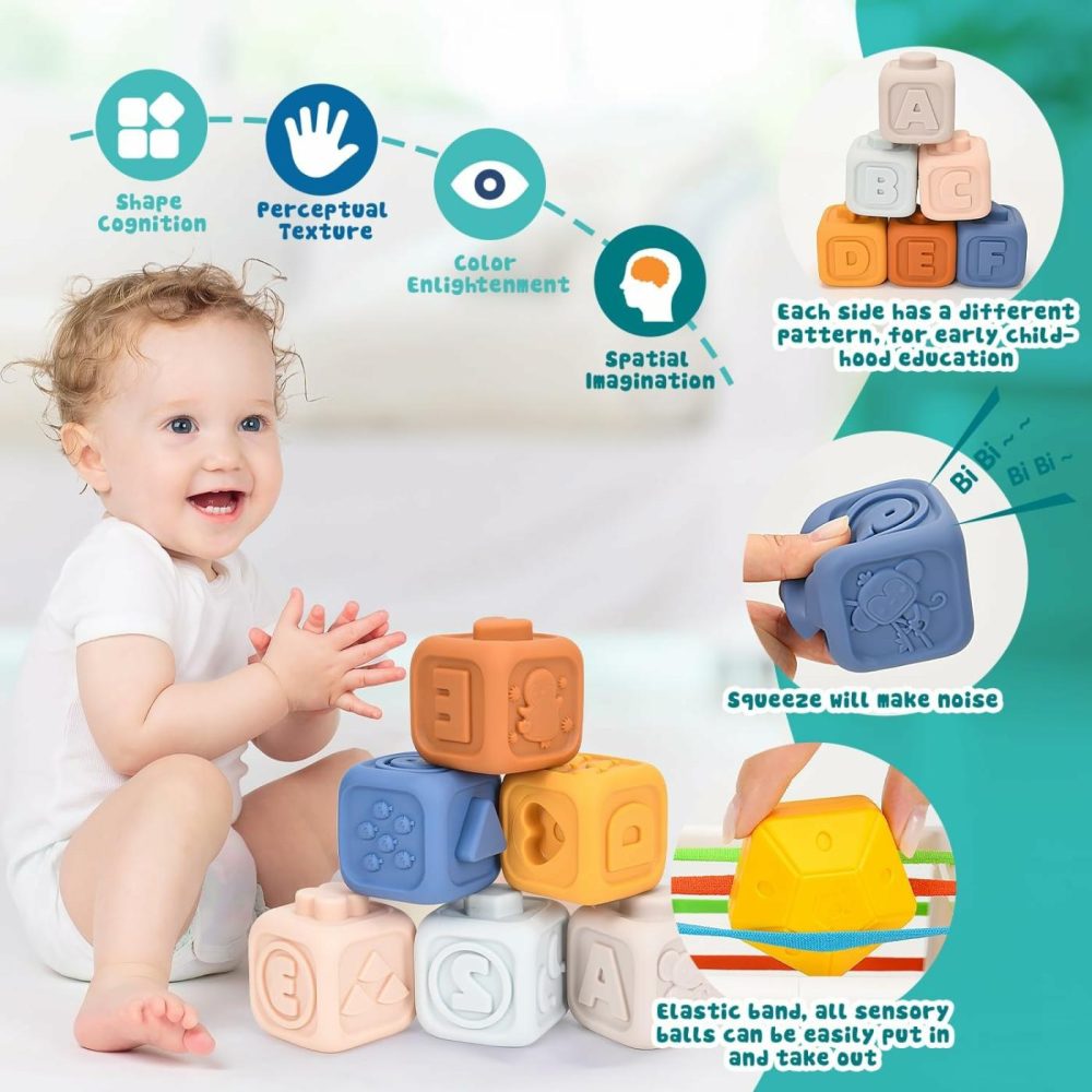 5 In 1 Baby Toys 6 To 12 Months  Montessori Baby Toys For 6+ Month Old  Suction Cup Spinner Toys For Babies  Stacking Blocks & Stacking Cups & Sensory Toys For Toddlers 6+Month Old Gifts-32Pcs  |  Sorting & Stacking Toys All Toys 5in1-32pcs