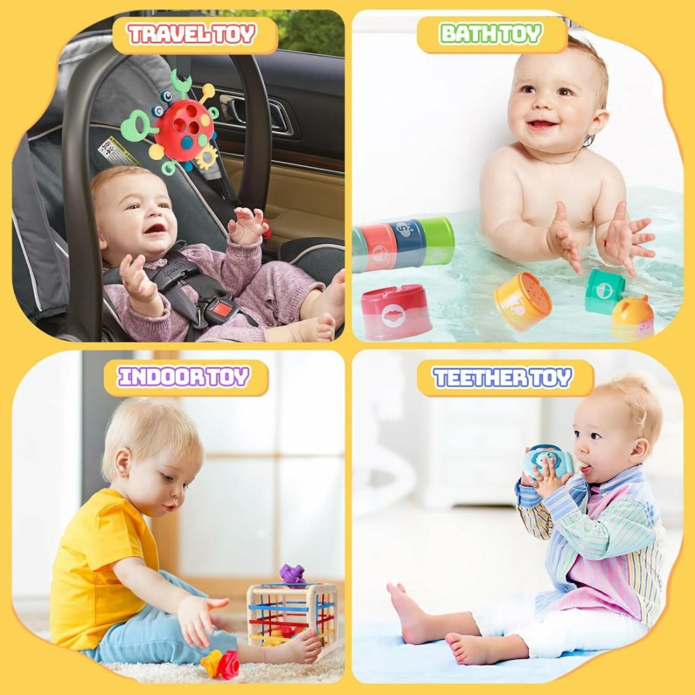 5 In 1 Baby Toys 6 To 12 To 18 Months  Montessori Toys For 1 Year Old  Sensory Toys For Babies  Baby Tissue Box Toy  Stacking Cups  Shape Sorter Cube Sensory Toys  Teething Rattles Toys  Crab Toy  |  Sorting & Stacking Toys All Toys Sorting & Stacking Toys