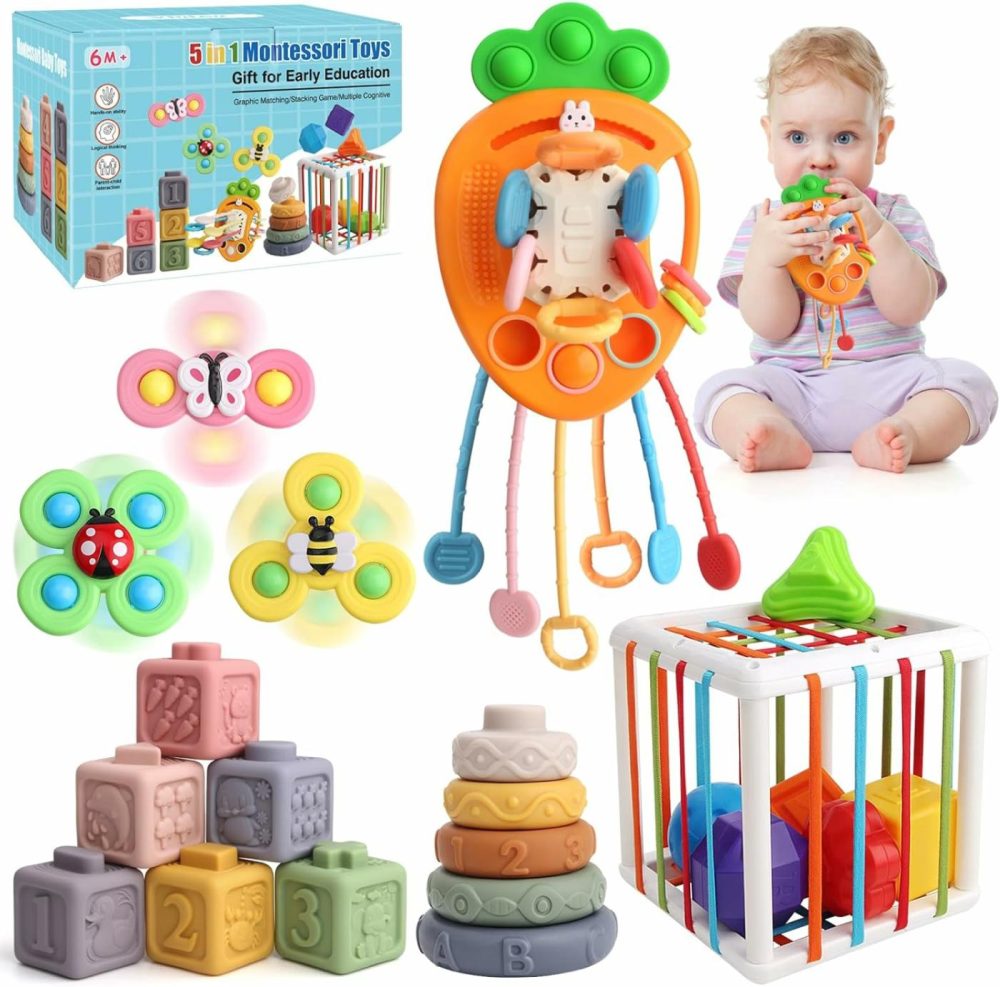 5 In 1 Montessori Baby Toy Set For Toddler Aged 6+ Month – Fine Motor Skill Learning Toys For Baby Grasp & Hand-Eye Coordination. Early Stem Gift Toy For Boys Girls 1 2 3 Years Old  |  Sorting & Stacking Toys All Toys Sorting & Stacking Toys