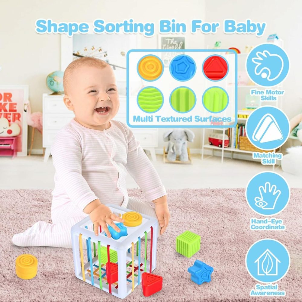 5 In 1 Montessori Toys For Babies 0-3-6-12 Months  Soft Baby Teething Toys  Sensory Bin Toy  Stacking Building Blocks & Rings For Infants,Developmental Toys For Toddler,Gift For Baby 12-18 Months  |  Sorting & Stacking Toys All Toys Sorting & Stacking Toys