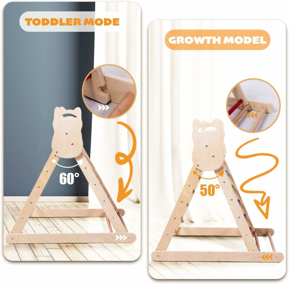 5 In 1 Pikler Triangle Set – Montessori Climbing Set  Baby Climbing Toys Indoor Playground  Large Size Adjustable Climbing Slope Wooden Toddler Climbing Set Suitable For Children Aged 0-8  |  Indoor Climbers & Play Structures All Toys Indoor Climbers & Play Structures