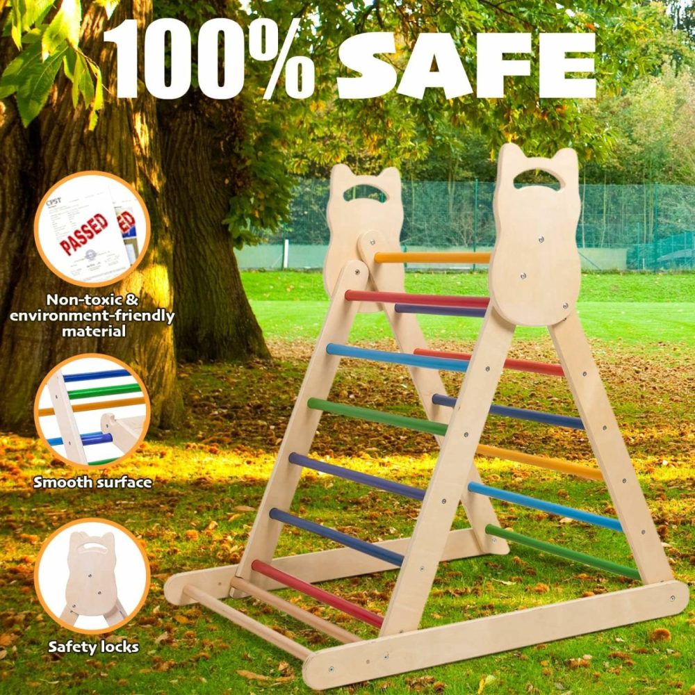 5 In 1 Pikler Triangle Set – Montessori Climbing Set  Baby Climbing Toys Indoor Playground  Large Size Adjustable Climbing Slope Wooden Toddler Climbing Set Suitable For Children Aged 0-8  |  Indoor Climbers & Play Structures All Toys Indoor Climbers & Play Structures