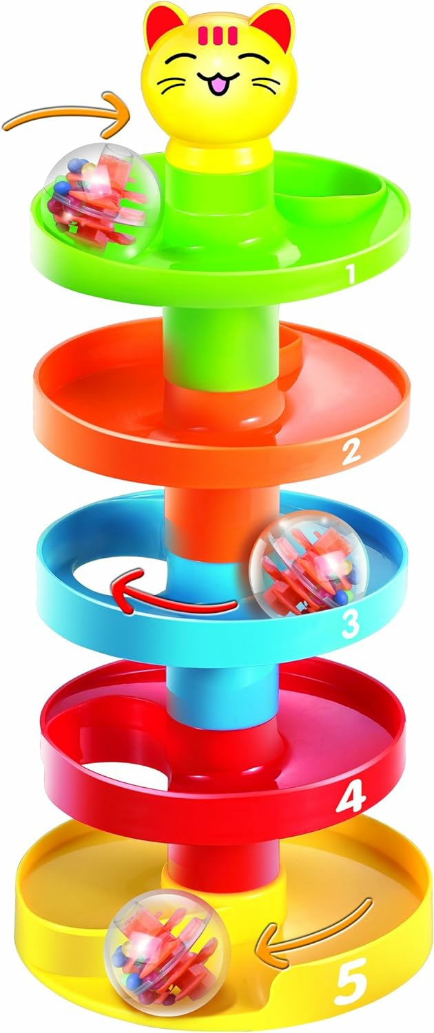 5 Layer Ball Drop And Roll Swirling Tower For Baby And Toddler Development Educational Toys | Stack  Drop And Go Ball Ramp Toy Set Includes 3 Spinning Acrylic Activity Balls With Colorful Beads  |  Sorting & Stacking Toys All Toys 5 Layer - Ball Drop