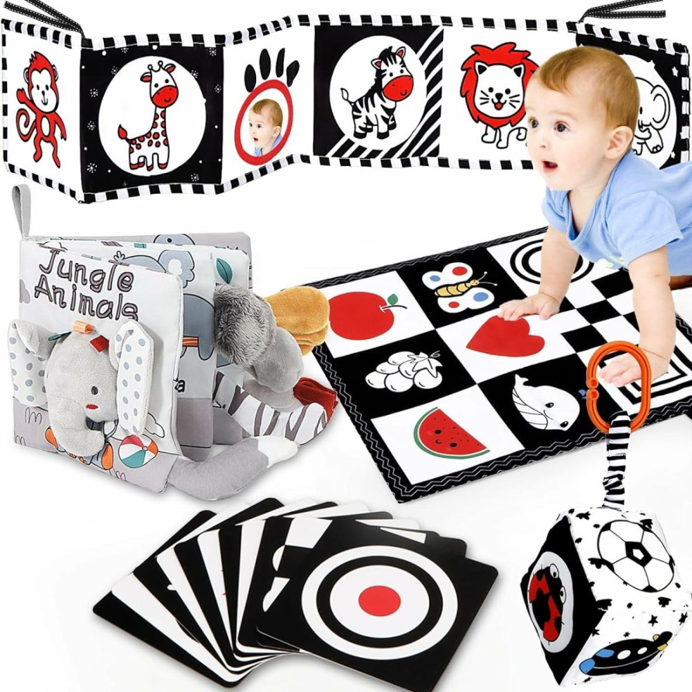 5 Pcs Black And White High Contrast Baby Toys 0-3 Months For Newborn  Tummy Time Toys Montessori Toys For Babies 0 3 6 9 Months – Infant Sensory Soft Book Toys For Babies Baby Gifts  |  Car Seat & Stroller Toys All Toys Car Seat & Stroller Toys