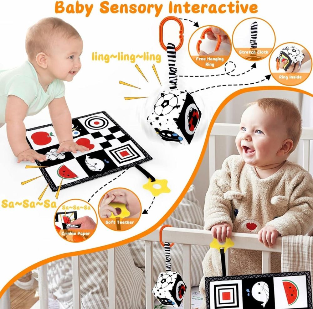 5 Pcs Black And White High Contrast Baby Toys 0-3 Months For Newborn  Tummy Time Toys Montessori Toys For Babies 0 3 6 9 Months – Infant Sensory Soft Book Toys For Babies Baby Gifts  |  Car Seat & Stroller Toys All Toys Car Seat & Stroller Toys