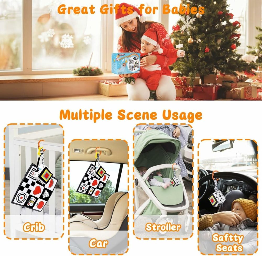 5 Pcs Black And White High Contrast Baby Toys 0-3 Months For Newborn  Tummy Time Toys Montessori Toys For Babies 0 3 6 9 Months – Infant Sensory Soft Book Toys For Babies Baby Gifts  |  Car Seat & Stroller Toys All Toys Car Seat & Stroller Toys