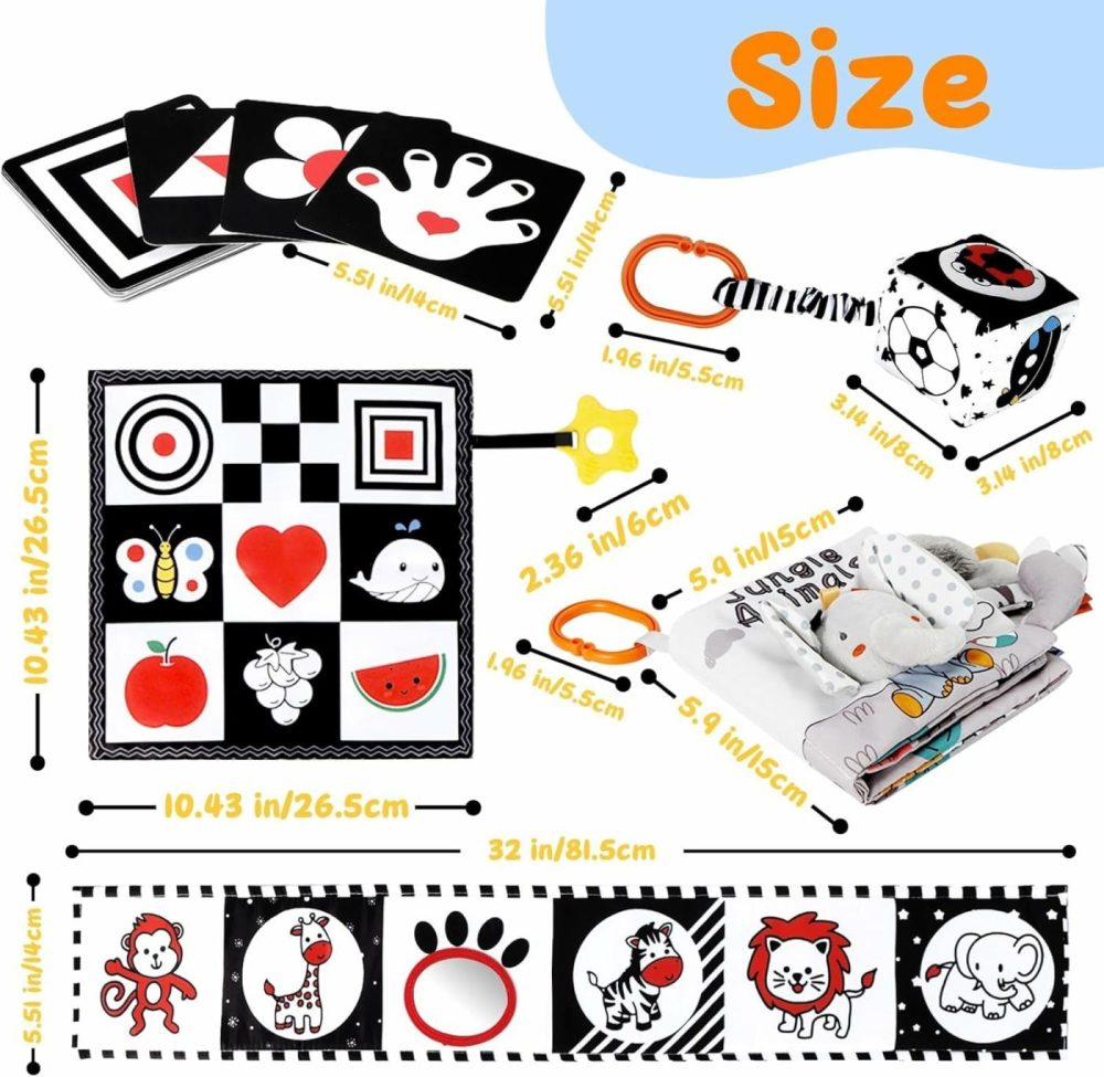 5 Pcs Black And White High Contrast Baby Toys 0-3 Months For Newborn  Tummy Time Toys Montessori Toys For Babies 0 3 6 9 Months – Infant Sensory Soft Book Toys For Babies Baby Gifts  |  Car Seat & Stroller Toys All Toys Car Seat & Stroller Toys