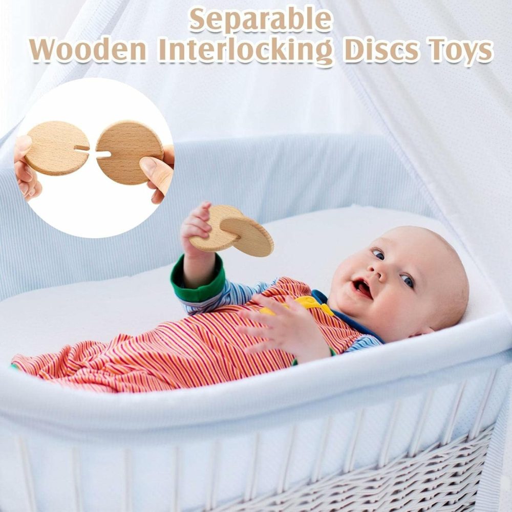 5 Pieces Wooden Baby Toys Wooden Toys For Babies 0-6-12 Months Wood Toys Rattles With Bells Montessori Wood Baby Push Car Wooden Newborn Toy For Infant Boys And Girls Gifts  |  Rattles & Plush Rings All Toys brown