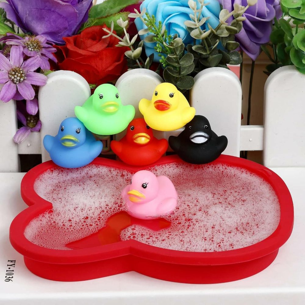 50 Pack Multicolor Mini Rubber Ducky Float Ducks Baby Bath Toy  Great For Jeep Ducking  Shower  Birthday Party  Carnival Game Gift(1.6″X 1.5″ X 1.2″. 6 Colors)  |  Bath Toys All Toys Bath Toys