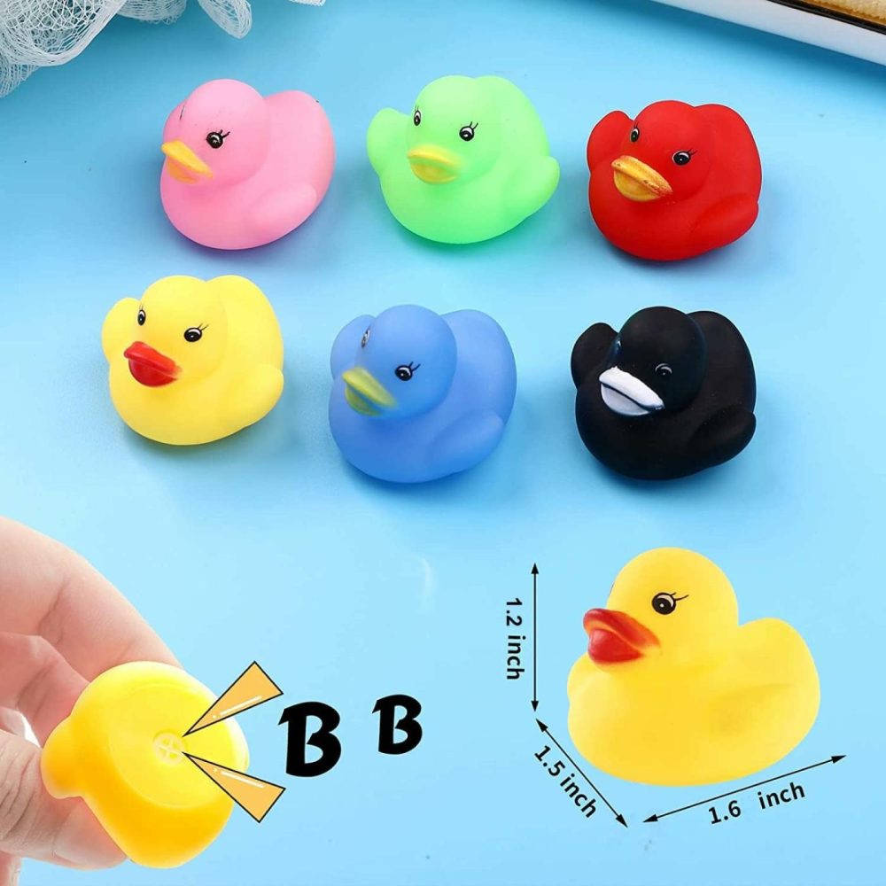 50 Pack Multicolor Mini Rubber Ducky Float Ducks Baby Bath Toy  Great For Jeep Ducking  Shower  Birthday Party  Carnival Game Gift(1.6″X 1.5″ X 1.2″. 6 Colors)  |  Bath Toys All Toys Bath Toys