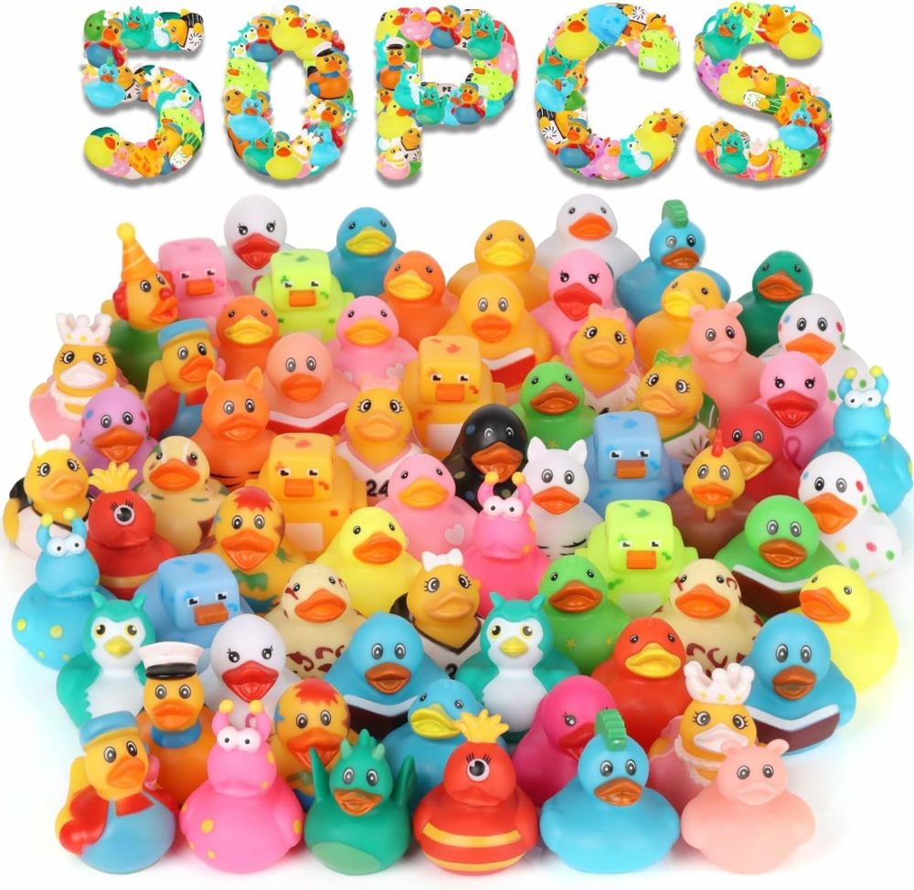 50 Pack Rubber Ducks In Bulk  Jeep Ducks For Ducking  Assorted Rubber Ducks Jeep Ducking  Baby Showers Accessories  Birthday Gifts  Floater Duck Bath Toys For Kids  |  Bath Toys All Toys Bath Toys