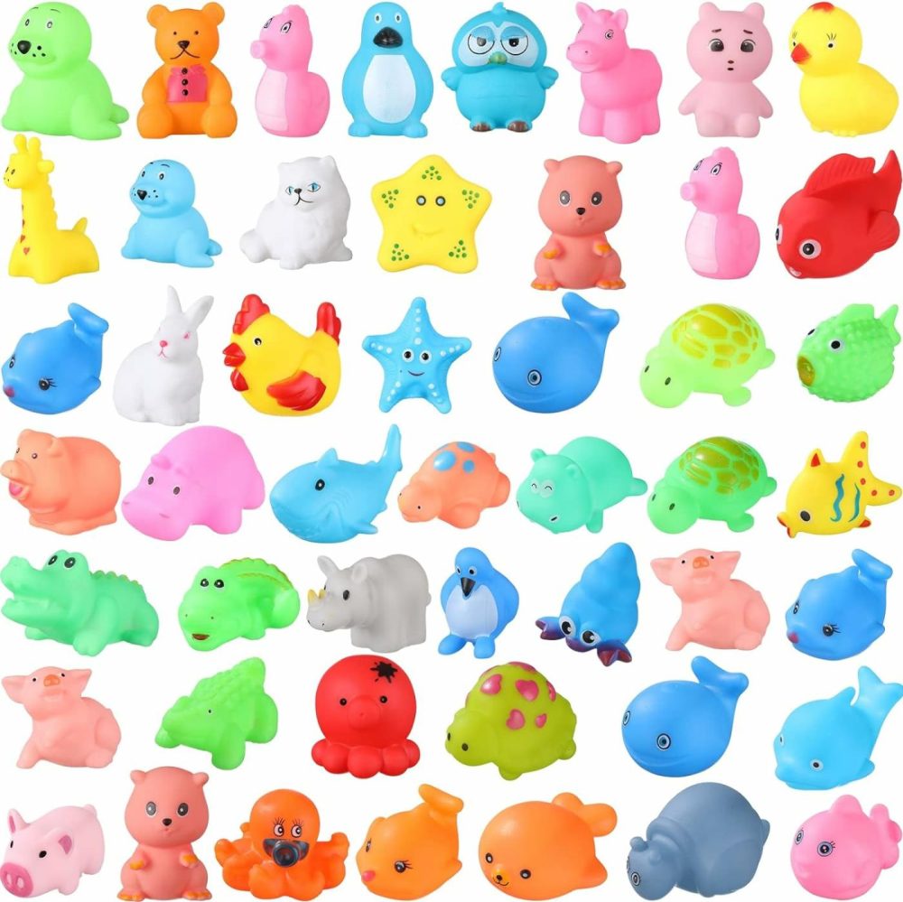 50 Pcs Baby Bath Toys Bulk Infant Bath Toys Water Float Squeak Rubber Animal Toys Bathtub Pool Toy For Toddlers Kids Bath Time Shower Party Favors Birthday Gifts  Random Style  |  Bath Toys All Toys Bath Toys