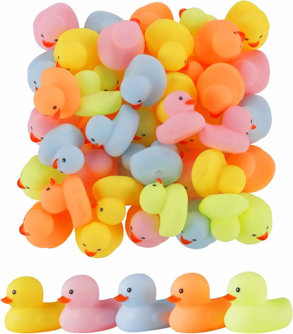 50 Pcs Multicolor Mini Rubber Duck Bath Toy ,Squeak And Float Colored Small Ducks In Bulk Baby Sower Ducks ,Birthday Gifts Classroom Incentives Summer Beach And Pool Activity  |  Bath Toys All Toys Bath Toys