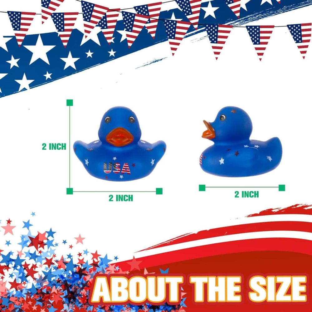 50 Pcs Patriotic Rubber Ducks 2” Blue Red White Mini Ducks In Bulk For Usa Memorial Day Independence Day Party Favors Decor Supplies Star Rubber Ducks Baby Bath Toys For Kids Adults  |  Bath Toys All Toys Bath Toys