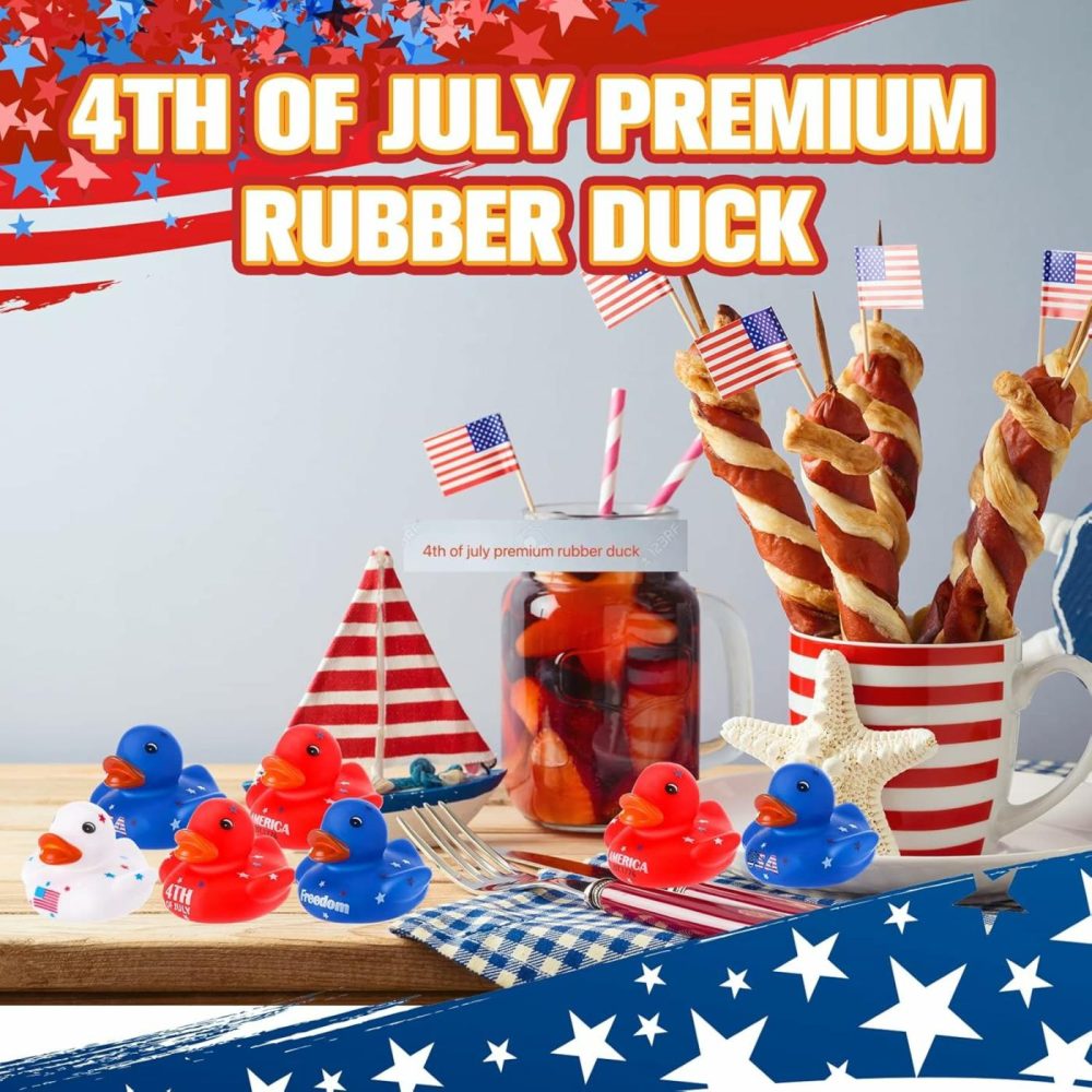 50 Pcs Patriotic Rubber Ducks 2” Blue Red White Mini Ducks In Bulk For Usa Memorial Day Independence Day Party Favors Decor Supplies Star Rubber Ducks Baby Bath Toys For Kids Adults  |  Bath Toys All Toys Bath Toys