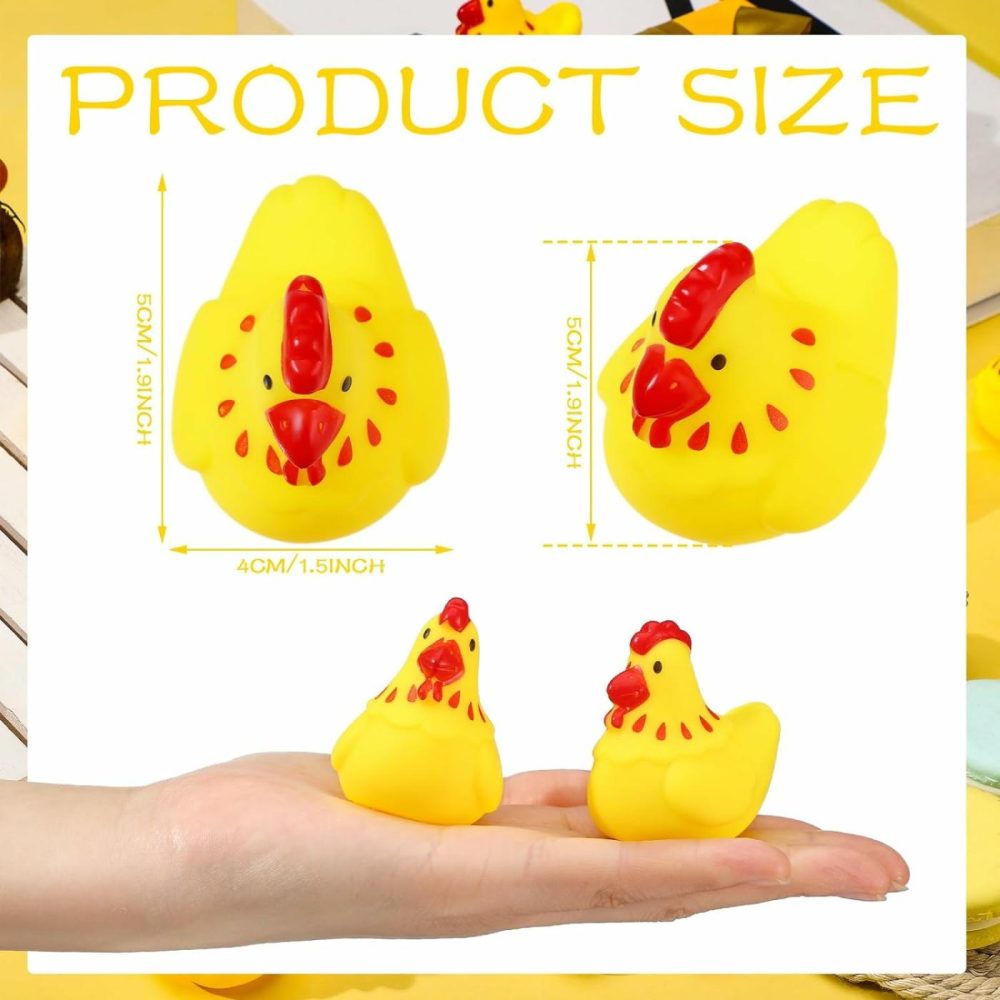 50 Pcs Rubber Chickens Bath Toy Bulk Mini Chicks Squeezable And Squeak Toys Yellow Floating Rubber Toy Swimming Pool Bathtub Toys For Boy Girl Shower Birthday Party Favors Gifts  |  Bath Toys All Toys Bath Toys