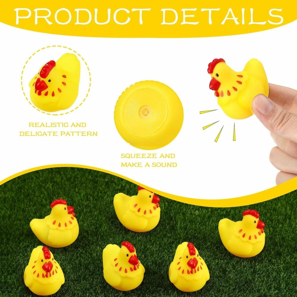 50 Pcs Rubber Chickens Bath Toy Bulk Mini Chicks Squeezable And Squeak Toys Yellow Floating Rubber Toy Swimming Pool Bathtub Toys For Boy Girl Shower Birthday Party Favors Gifts  |  Bath Toys All Toys Bath Toys