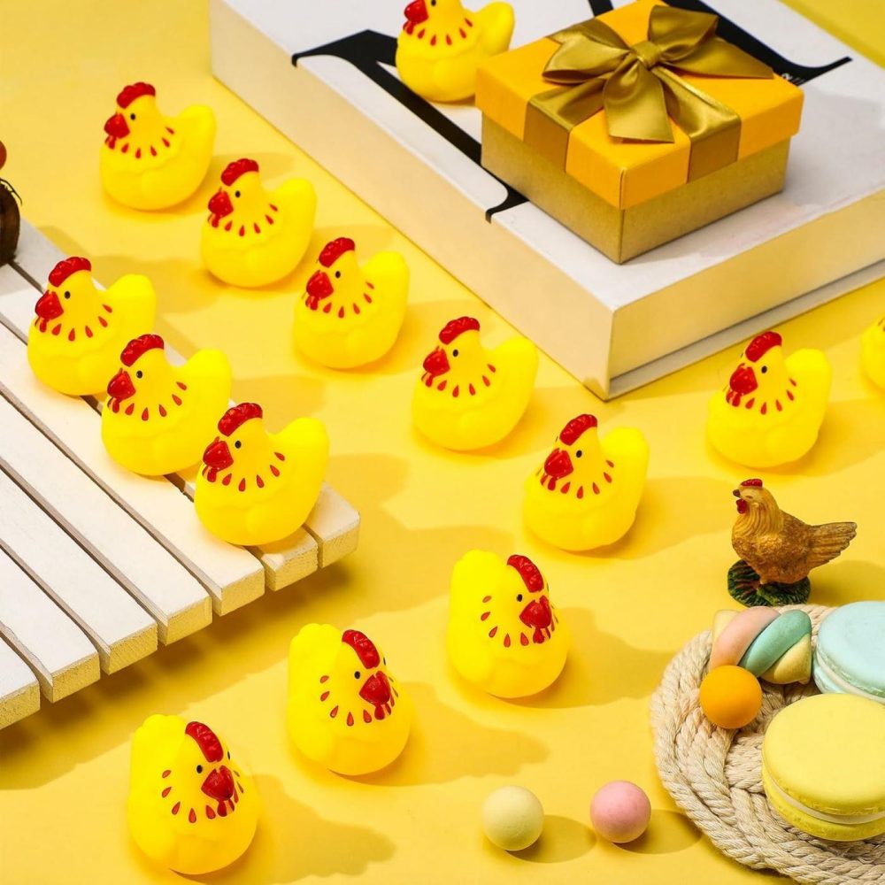 50 Pcs Rubber Chickens Bath Toy Bulk Mini Chicks Squeezable And Squeak Toys Yellow Floating Rubber Toy Swimming Pool Bathtub Toys For Boy Girl Shower Birthday Party Favors Gifts  |  Bath Toys All Toys Bath Toys