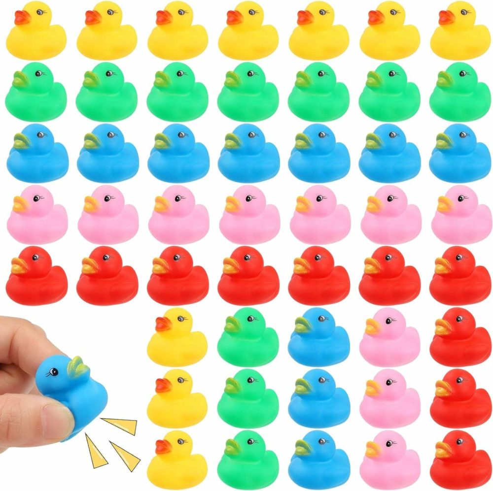 50 Pcs Rubber Ducks Bath Toy  Multicolor Mini Rubber Duck Bulk Float Duck Baby Bath Toy  Shower Birthday Party Christmas Favors Gift (5 Colors)  |  Bath Toys All Toys Bath Toys