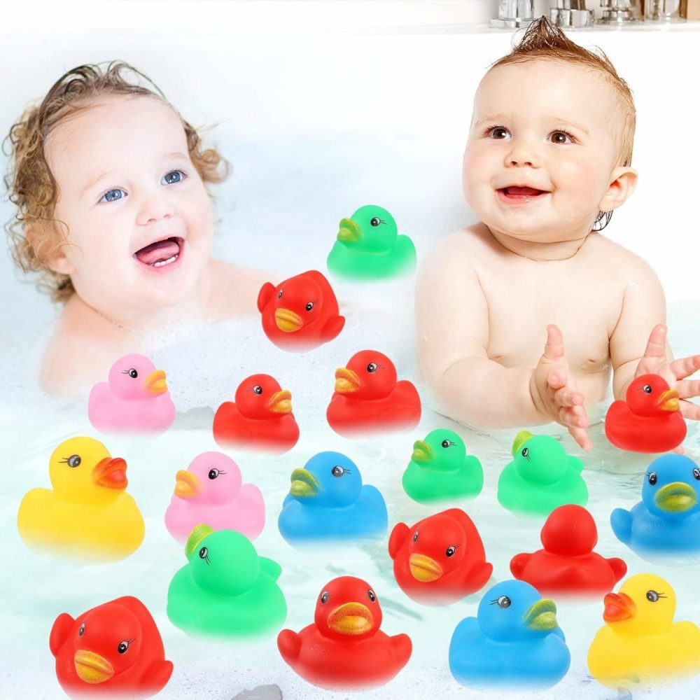 50 Pcs Rubber Ducks Bath Toy  Multicolor Mini Rubber Duck Bulk Float Duck Baby Bath Toy  Shower Birthday Party Christmas Favors Gift (5 Colors)  |  Bath Toys All Toys Bath Toys