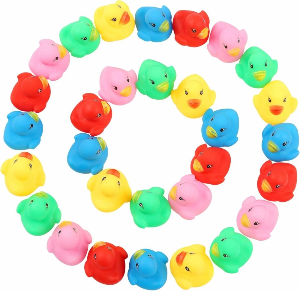 50 Pcs Rubber Ducks Bath Toy  Multicolor Mini Rubber Duck Bulk Float Duck Baby Bath Toy  Shower Birthday Party Christmas Favors Gift (5 Colors)  |  Bath Toys All Toys Bath Toys