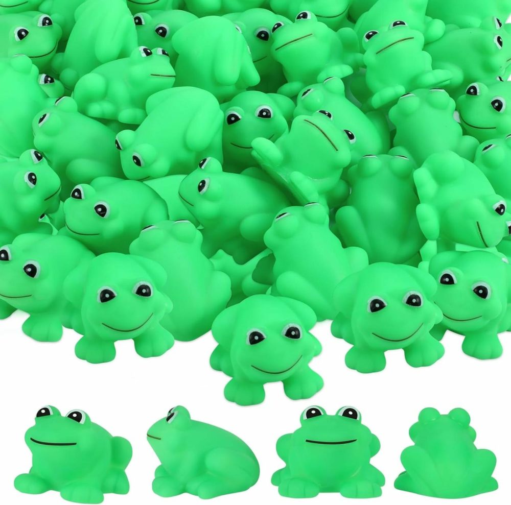 50 Pcs Rubber Frogs Squeak And Floating Green Frog Bath Toys Swimming Bathtub Shower Frog Toys Miniature Frogs For Boys And Girls Baby Shower Birthday Gifts  |  Bath Toys All Toys Bath Toys