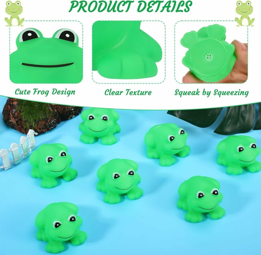 50 Pcs Rubber Frogs Squeak And Floating Green Frog Bath Toys Swimming Bathtub Shower Frog Toys Miniature Frogs For Boys And Girls Baby Shower Birthday Gifts  |  Bath Toys All Toys Bath Toys