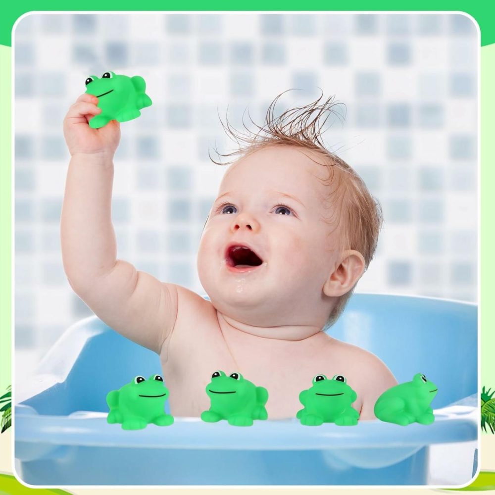 50 Pcs Rubber Frogs Squeak And Floating Green Frog Bath Toys Swimming Bathtub Shower Frog Toys Miniature Frogs For Boys And Girls Baby Shower Birthday Gifts  |  Bath Toys All Toys Bath Toys