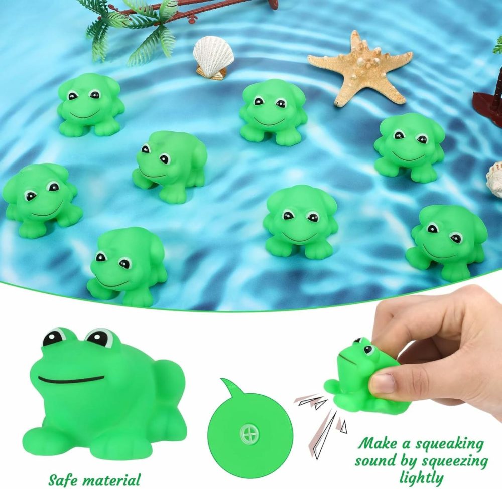 50 Pcs Rubber Frogs Squeak And Floating Green Frog Bath Toys Swimming Bathtub Shower Frog Toys Miniature Frogs For Boys And Girls Baby Shower Birthday Gifts  |  Bath Toys All Toys Bath Toys