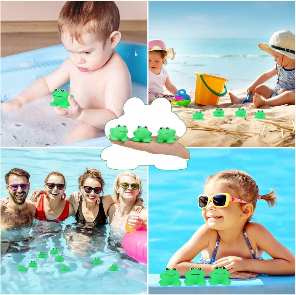 50 Pcs Rubber Frogs Squeak And Floating Green Frog Bath Toys Swimming Bathtub Shower Frog Toys Miniature Frogs For Boys And Girls Baby Shower Birthday Gifts  |  Bath Toys All Toys Bath Toys